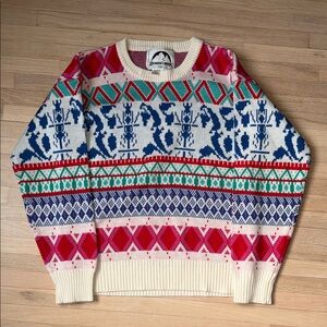Retro Wool Blend Multicolor Patterned Sweater